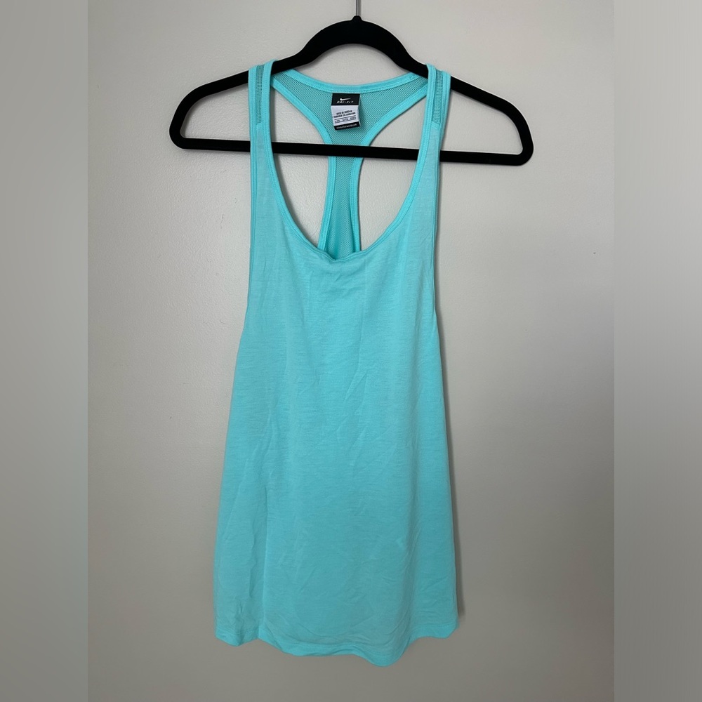 Nike Tank Top Shirt Women’s L/XL Teal Swoosh Dri Fit Active Racerback